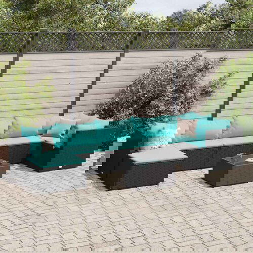 vidaXL 8-dijelna vrtna garnitura od poliratana s jastucima crna Cijene
