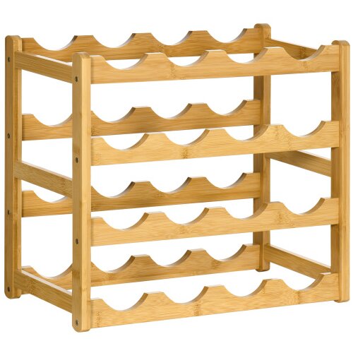 Nesta Bambusovo stojalo za vino za 16 steklenic, naravni les, 43 x 23,5 x 38 cm, elegantno za kuhinjo in dnevno sobo, (5000493548) Cene