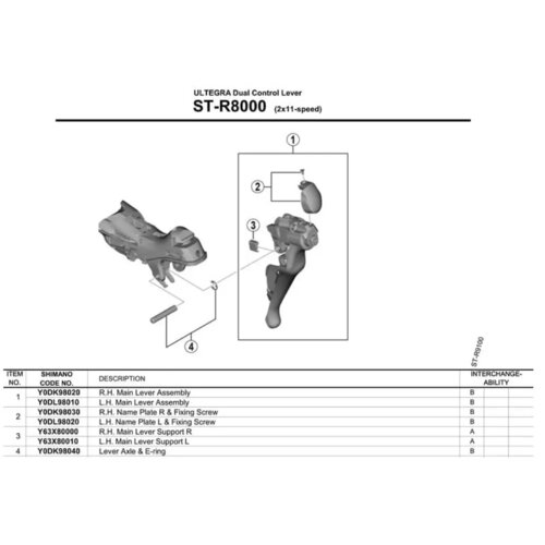  Pločica S Oznakom Ručice Shimano St-R8000 Lijeva I Vijak (Crn) Slike