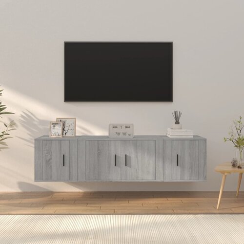  3-dijelni set TV ormarića boja hrasta sonome konstruirano drvo Siva Cijene