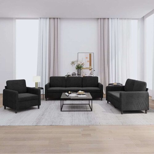  3-dijelni set sofa crni baršunasti Cene