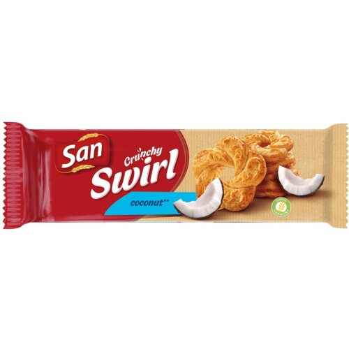 San crunchy swirl coconut keks 168g Cene