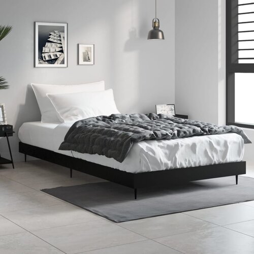 VidaXL Posteljni okvir črn 90x190 cm inženirski les Slike