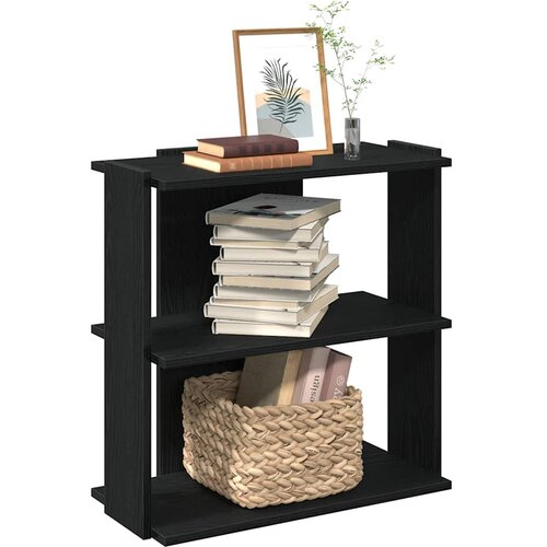 VidaXL Knjižna omara 3-nadstropna črna 60x30x60 cm inženirski les Slike