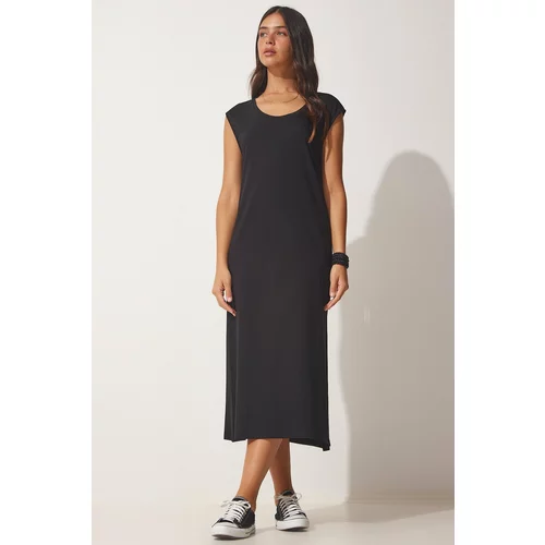 Happiness İstanbul Women's Black Sleeveless Daily Knitted Dress
