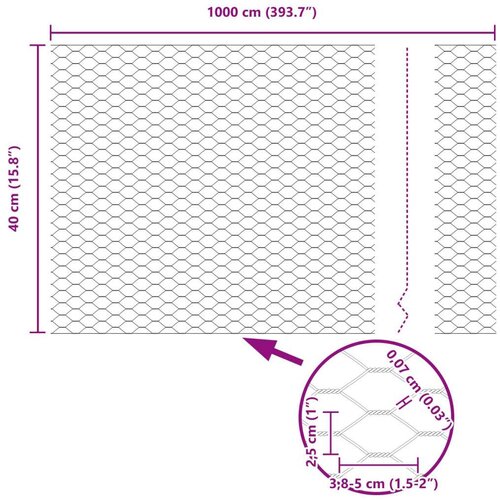 VidaXL Heksagonalna Ograda Siva 0.4x10 m Čelik Slike