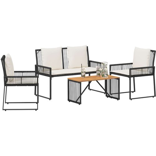  Set vanjskog namje&amp;scaron;taja 4 pcs Crna i krem-bijela poliratan Slike