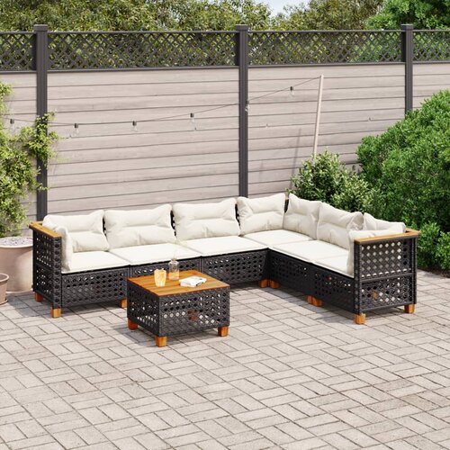  7-dijelni set vrtnih sofa od poliratana s jastucima crni Crna 55 x 55 x 36 cm Cijene