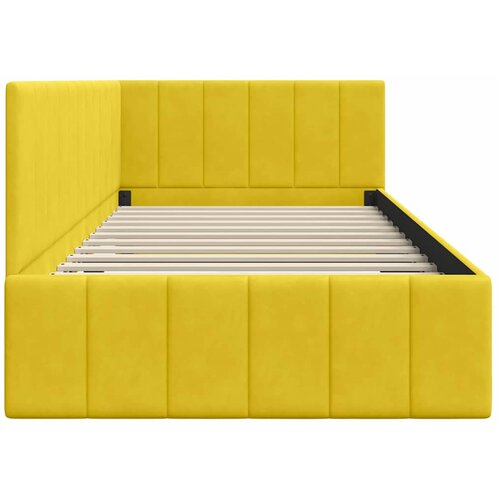 Kutni okvir kreveta s uzglavljem Žuta 100 cm x 200 cm Bar&amp;scaron;un Slike