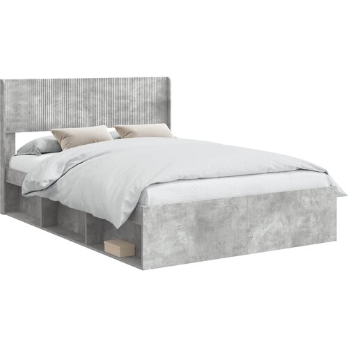  Krevetna konstrukcija s pohranom i uzglavljem Betonska siva 160 x 200 cm Slike