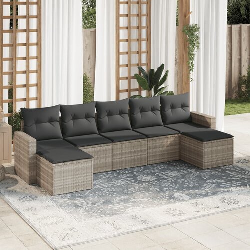 VidaXL 7-dijelni set vrtnih sofa svjetlosivi od poliratana Slike