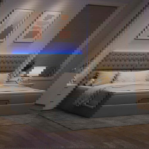 VidaXL Otomanski posteljni okvir z vzmetnico siv 160x200 cm blago Slike