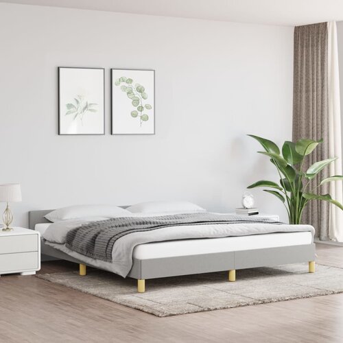 VidaXL Posteljni okvir z vzglavjem svetlo siv 160x200 cm blago Slike