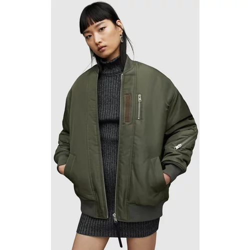 AllSaints Bomber jakna Scout za žene, boja: zelena, za zimu, oversize
