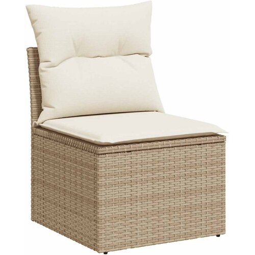  5-dijelni vrtni set sofa s jastucima bež od poliratana Slike