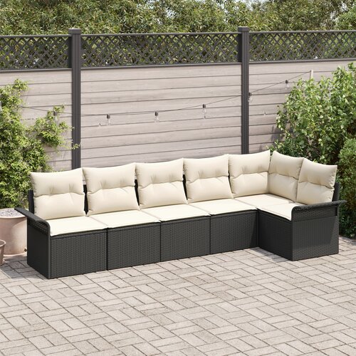 VidaXL Vrtna garnitura - 6-dijelni set vrtnih sofa s jastucima Crni poli ratan Slike