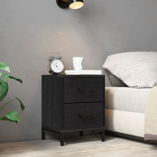 The Living Store Nočna omarica črna 36x30x45 cm trdna borovina - Nočna Omarica, (21433233) Slike