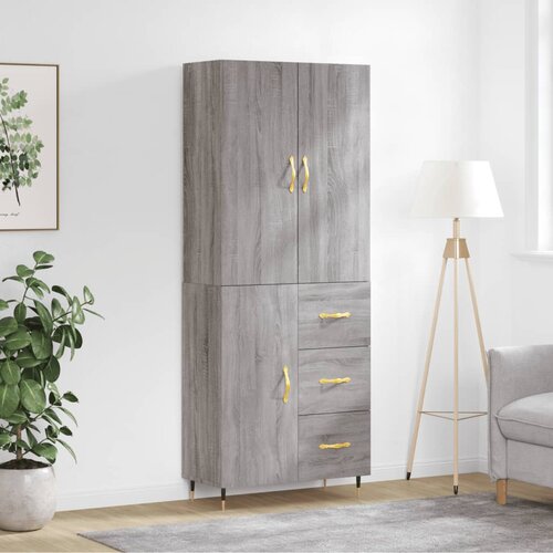 vidaXL Visoka komoda siva sonoma 69,5x34x180 cm inženirski les Cene