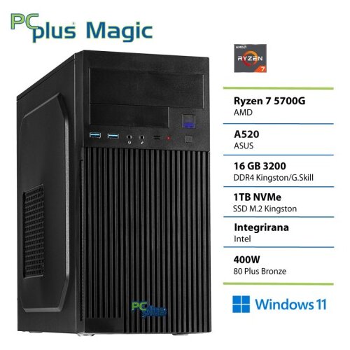 PCPLUS Magic Ryzen 7 5700G 16GB 1TB SSD Windows 11 Home namizni računalnik Cene