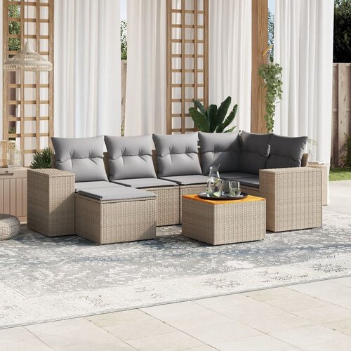 vidaXL 7-dijelni set vrtnih sofa od poliratana s jastucima bež Cijene