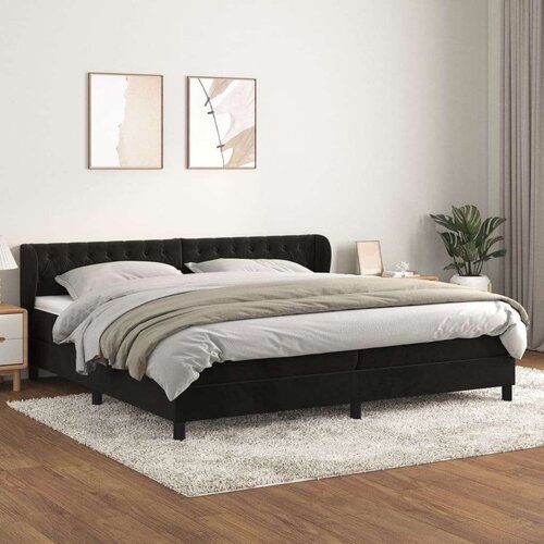  Box spring postelja z vzmetnico črna 200x200 cm žamet, (20788870) Slike