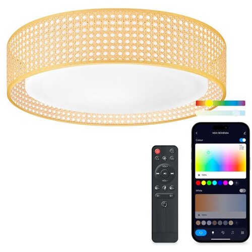 Ksix Bohemia Smart LED stropna svjetiljka, Rattan dizajn, 3W zvučnik,RGBIC + CCT Slike