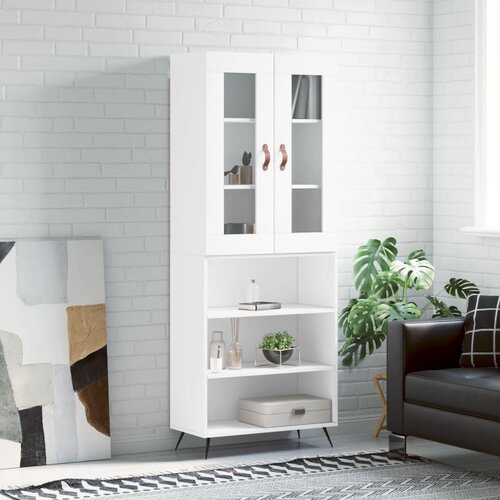  Visoka komoda bijela 69,5x34x180 cm konstruirano drvo Slike
