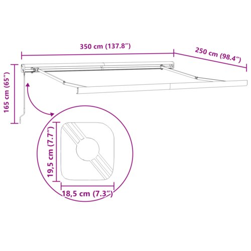 vidaXL ročna retraktibilna tenda bela 350x250 cm, tenda zamenjava blaga za okvir 3,5x2,5 m bela Cene