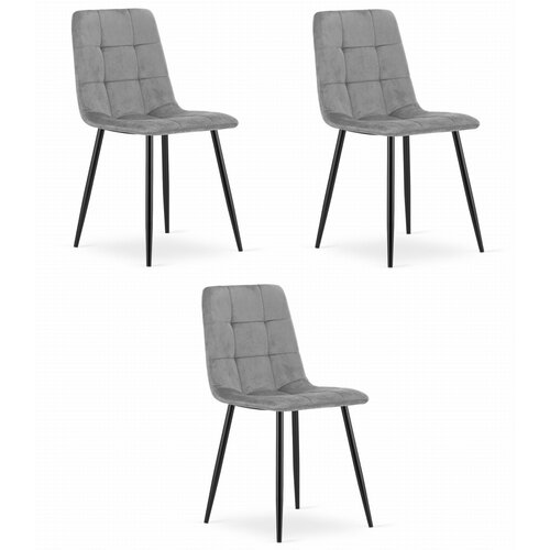 Brandless Stol KARA - svetlo siv žamet / črne noge x 3, (22055141) Slike
