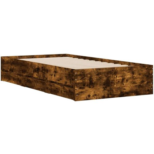 VidaXL Okvir kreveta s ladicama boja dimljenog hrasta 90x190 cm drveni Slike