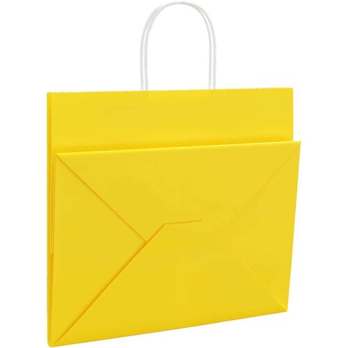  Papirnate vrećice 250 kom s ručkama žute 32x22x28 cm Slike