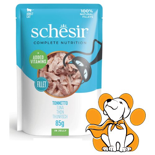 Schesir Cat Pouch Tuna in Jelly 85g, Vlažna Hrana, Fileti Tune U Želeu Cene