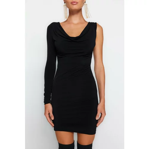 Trendyol Black Evening Dress with Collared Collar