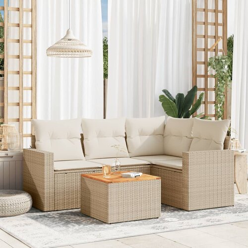 vidaXL 5-dijelni vrtni set sofa s jastucima bež od poliratana Cijene