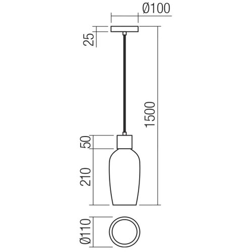  Redo 01-4044 - Visilica na sajli ATLANTIS 1xE27/42W/230V prečnik 11 cm crna Slike