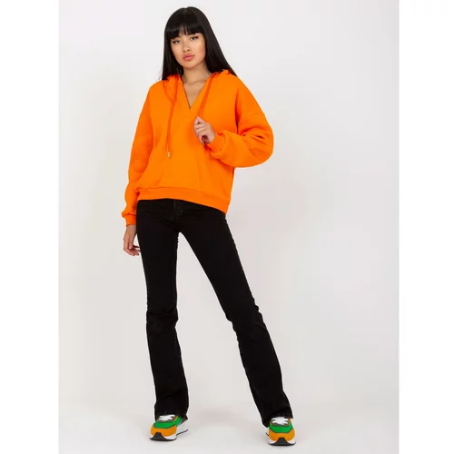 Fashion Hunters Basic orange sweatshirt with V-neck