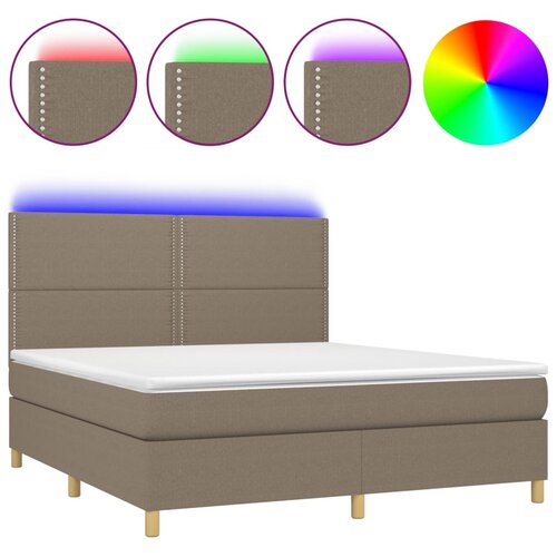 vidaXL Krevet box spring s madracem LED smeđesivi 180x200 cm tkanina Cijene