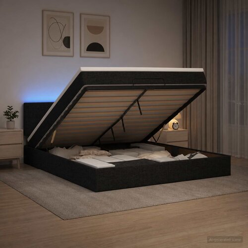  od pjene s madracem i LED-om Crna 180 x 200 cm Tkanina Cene