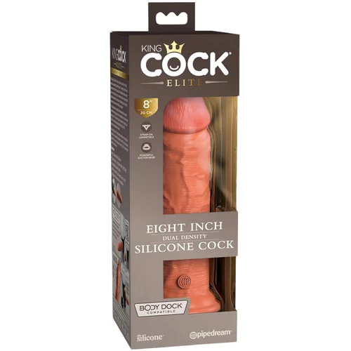 King Cock Elite 8 - prisesna dildo (20 cm) - temno naravna