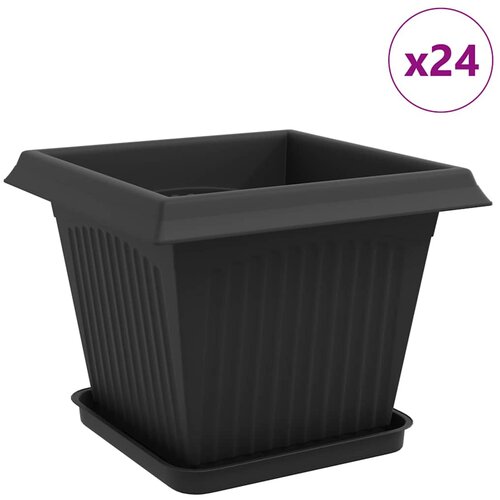 vidaXL Saksije za biljke 24 pcs Crna 33 x 33 x 26 cm Plastika - Crna 33 x 33 x 26 cm 24 Cene