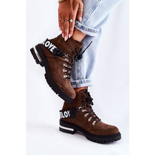Boto Suede Warm Boots With A Belt Dark Brown Aurelio Cene