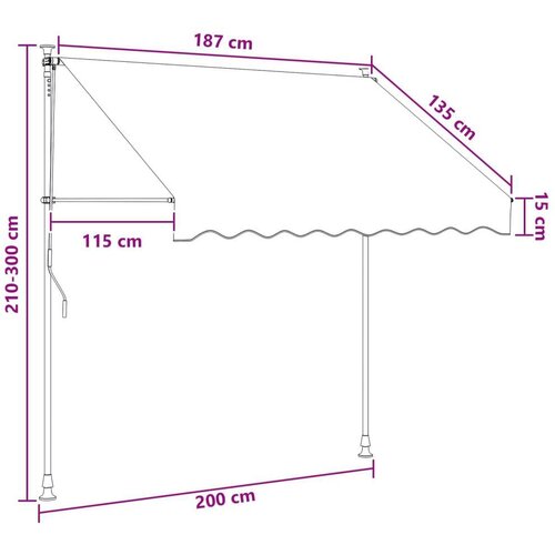  Ručno sklopiva tenda 180 g / m&amp;sup2; poliester s PU premazom - Svjetlosiva 200 cm Bijeli okvir Slike