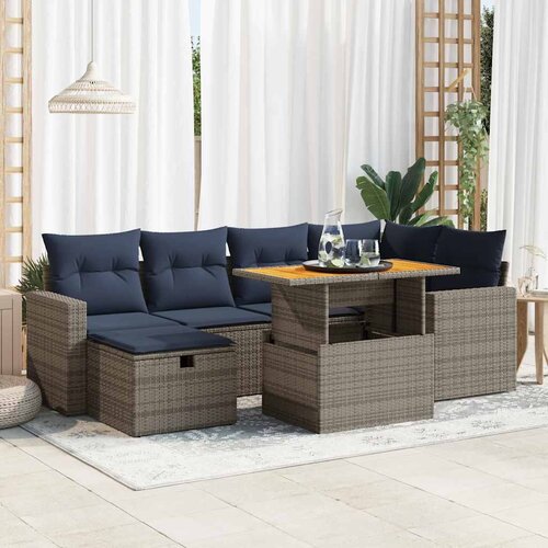  7-dijelni set vrtnih sofa od poliratana s jastucima crni bagrem Cene