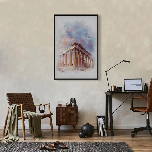  Slika - Painted Parthenon (1 Part) Vertical 40x60 U crnom drvenom okviru Slike