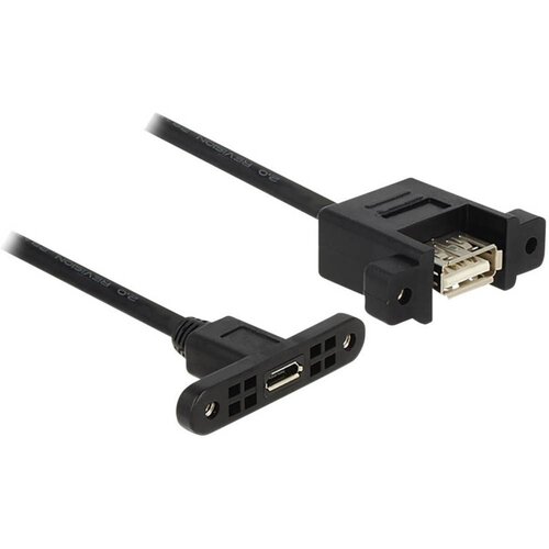 Delock USB kabel USB 2.0 USB-mikro-B vtičnica\, USB-A vtičnica 0.25 m črna 85109, (20417090) Cene