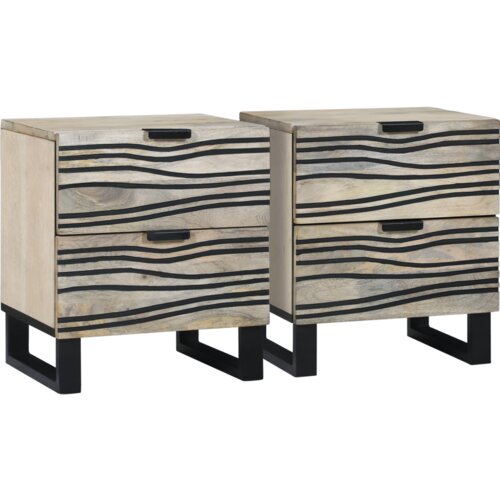 vidaXL Noćni ormarići s ladicama 2 pcs Orah 40 x 33.5 x 46 cm Cene
