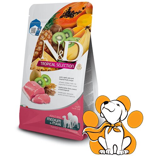 N&d Suva hrana za pse Tropical Selection Medium/Maxi Svinjetina, spelta, ovas i tropsko voće 2kg Cene