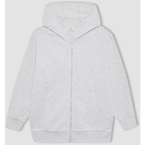 Defacto Boy's Hooded Pique Zippered Sweatshirt Cene