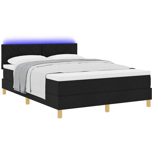  LED Box Spring Krevet s LED trakama Crna 140 x 200 cm tkanina Slike