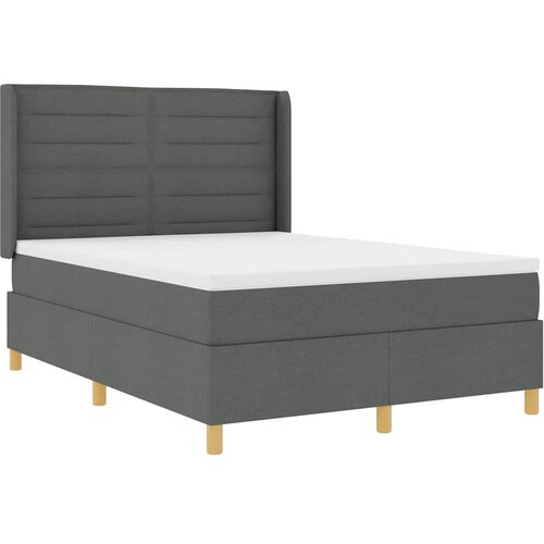  Krevet s opruga kutije s LED trakama Siva 140 x 200 cm tkanina Slike